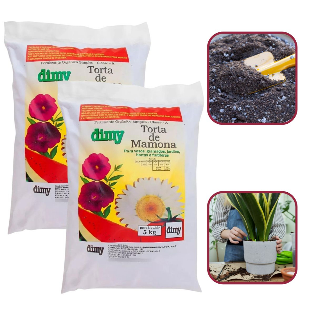 Kit 2 Fertilizante Adubo Natural Torta De Mamona 5kg - Dimy