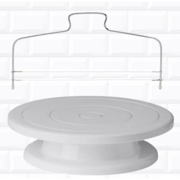 Bailarina Giratória para Confeitar Bolo Boleira Com Nivelador Prato Girar Confeitaria