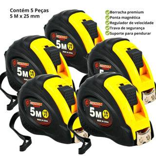 Trena De Aço Emborrachada Profissional - Com 5 Metros - Kit C/5 Unidades - Nybc em Oferta na Shopee