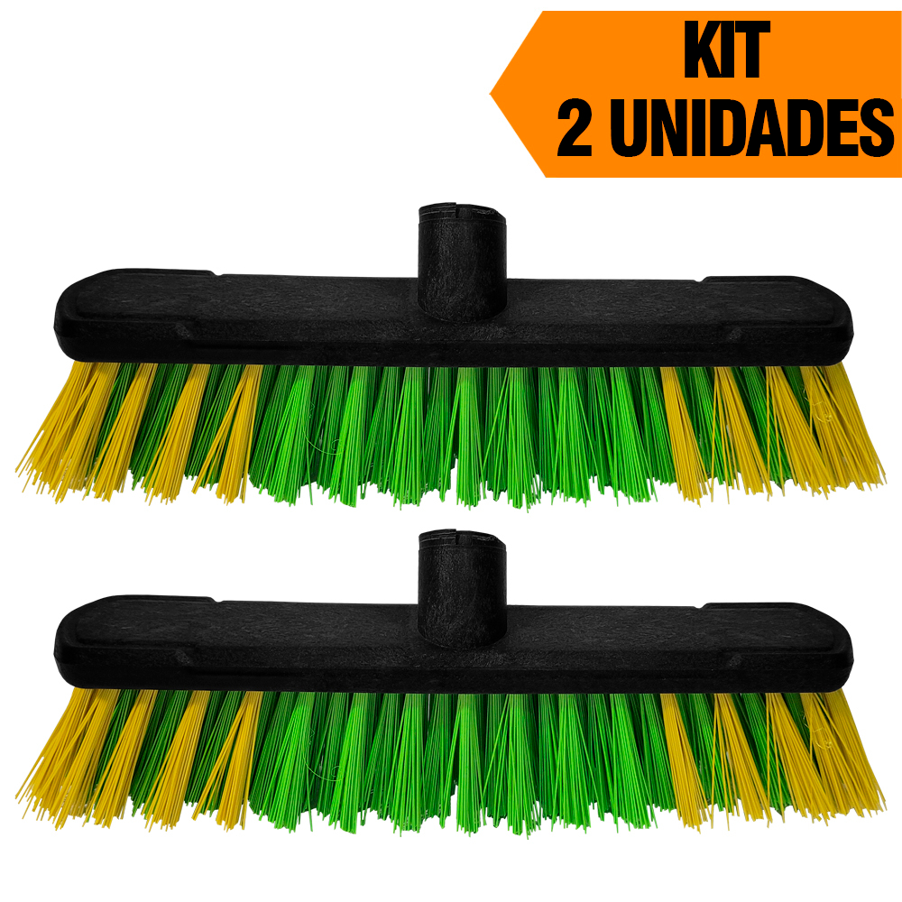 Kit 2 Vassouras Lava Casa Plástico Esfregão Limpeza Externa em Oferta na Shopee