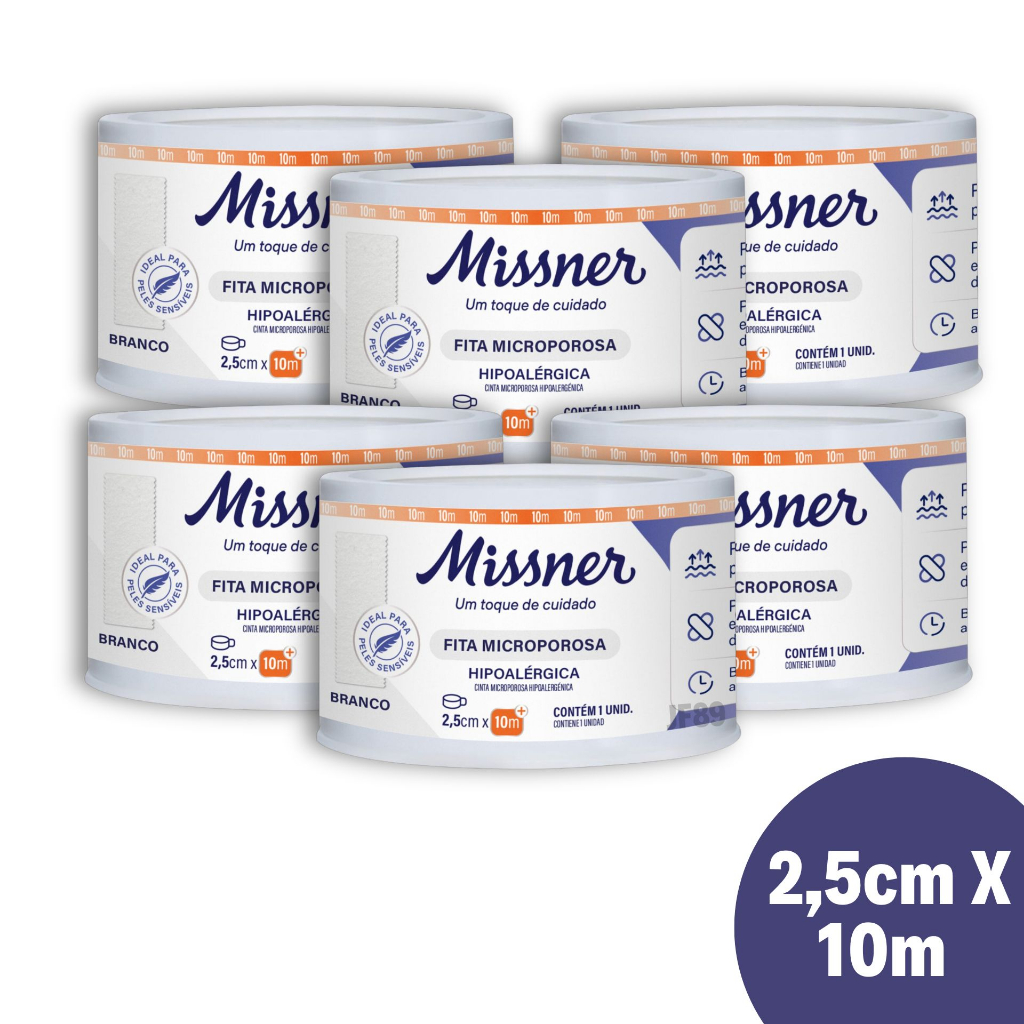 Fita Cirúrgica Micropore Hipoalérgica Discreta Branca Missner 2,5cmX10m - 6 Unidades em Oferta na Shopee