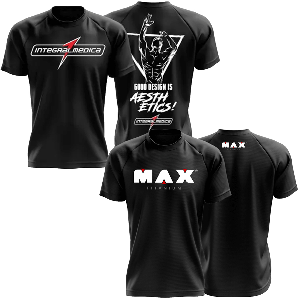 Camiseta Dry Fit Original Preta Max Titanium + Zyzz Preta Integralmedica Academia