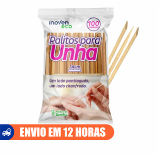 Palito Unha Chanfro Bambu Manicure Laranjeira 14cm 100un Inoven