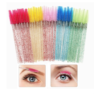 Kit C/600 Escovinhas Glitter Extensão De Cílios Sobrancelha Brilho Cores