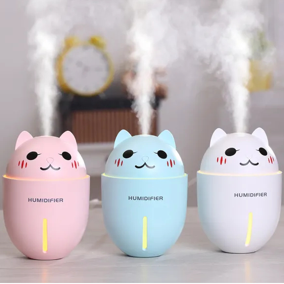 Umidificador Aromatizador De Ambientes Gatinho Portátil ventilador Purificador Lâmpada luminaria USB Com Filtro Luz Noturna