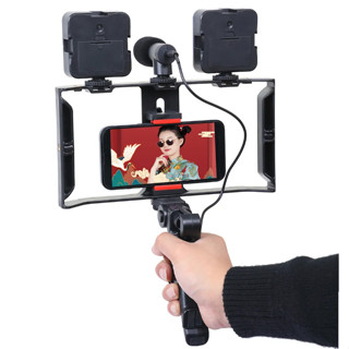 Estabilizador Live e Vlog Suporte de Gaiola de Coelho Com tripés Móvel Para Celular E Câmera Horizontal e Vertical Fotografia
