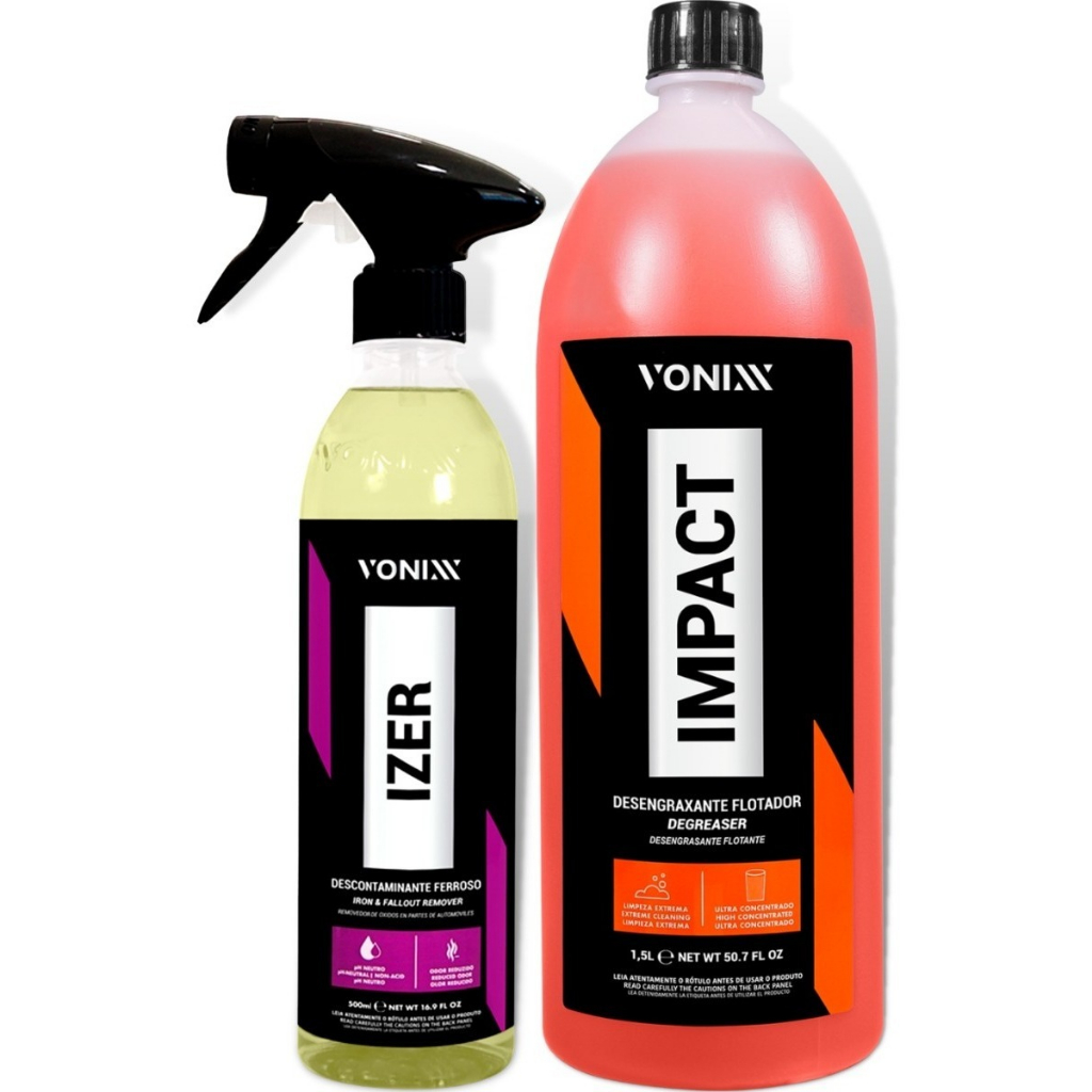Limpador Multiação Exterior Impact Vonixx 1,5L + Izer Descontaminante Ferroso 500ml - Spare Parts and Accessories for Vehicles