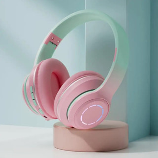 Fome De Ouvido Sem Fio Headphones Stereo Dobrável Sem Fio Bluetooth-Compatível Headset Gradiente Cor Design Música Fone De Ouvido Com Microfone