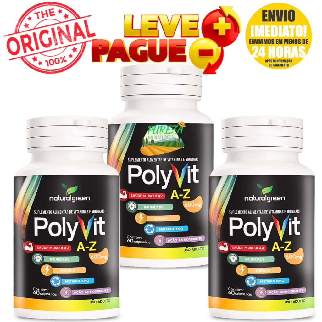 PolyVit A-Z -kit com 3 potes 180 cápsulas- vitamina C -Vitamina-D3-vitamina E - vitamina-k1 vitamina-A Vitamina B6-vitamina B12