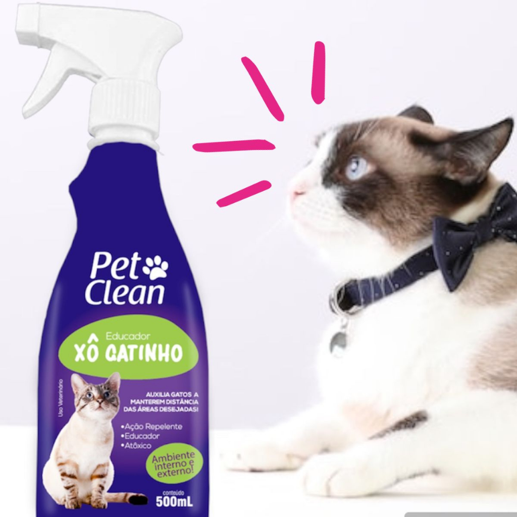 Xô Gatinho Pet Clean - Educador Sanitário Spray Ação Repelente para Gatos 500ml Atóxico Aç...