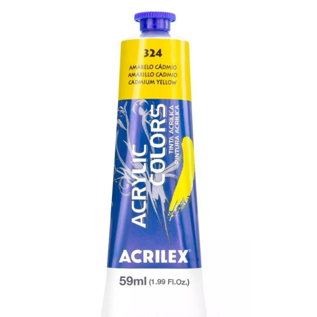 Tinta Acrílica para Pintura em Tela Acrilex Bisnaga grande de 59ml Cor: 324 - Amarelo de Cádmio
