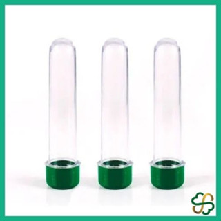 Tubetes de Acrílico com Tampa Verde de 13cm Kit com 30 Unidades