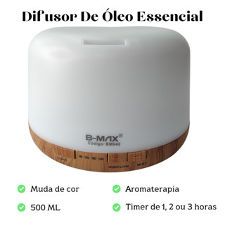 Difusor Umidificador de 500ml Com Controle Remoto Ultrassônico Luz Led 7 Cores Super silencioso