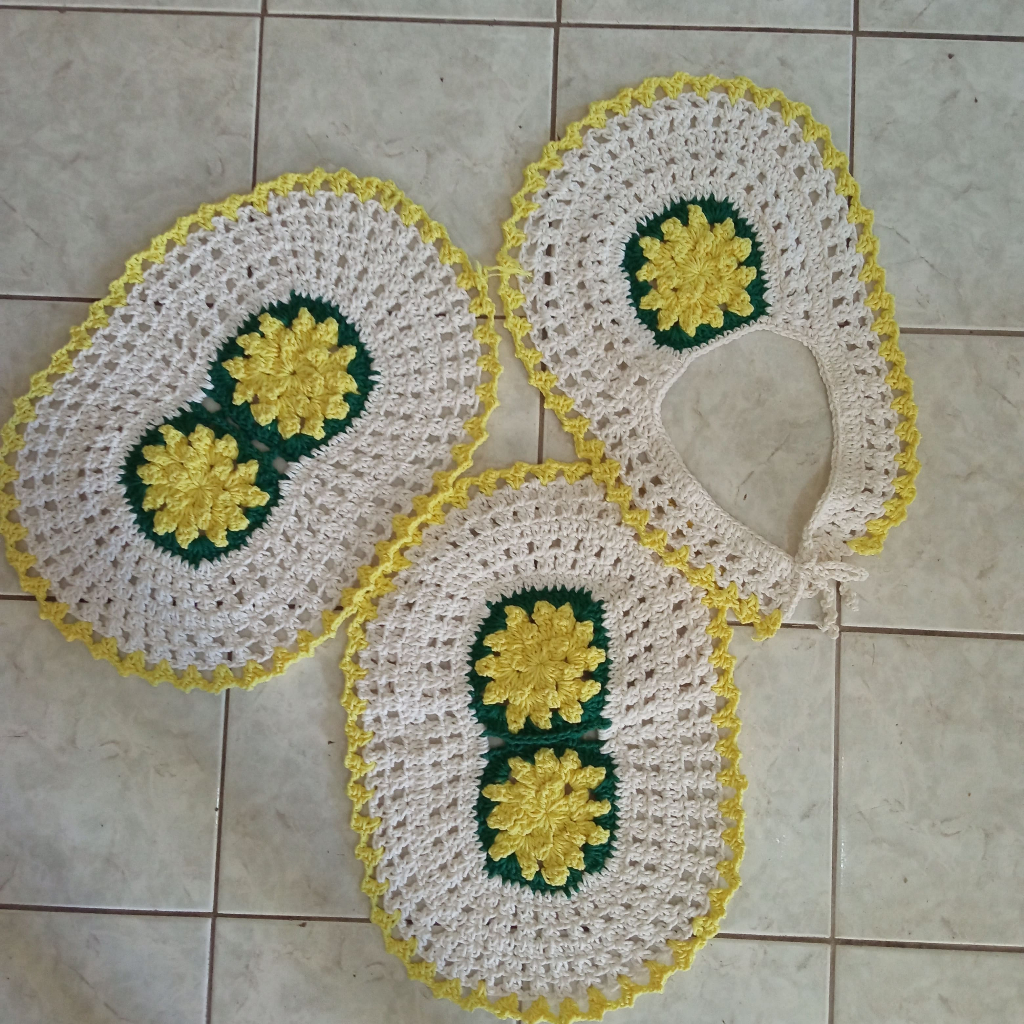 Kit de banheiro, Jogo de banheiro crochê, Tapete de crochê, tampa de vaso e tapete.