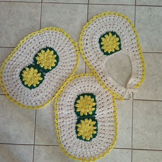 Kit de banheiro, Jogo de banheiro crochê, Tapete de crochê, tampa de vaso e tapete.