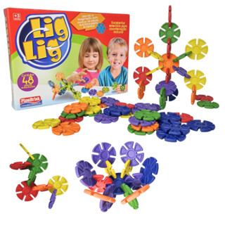 Brinquedo De Montagem Lig Lig 48 Peças Coloridas Aprendizado Infantil Criatividade Criança