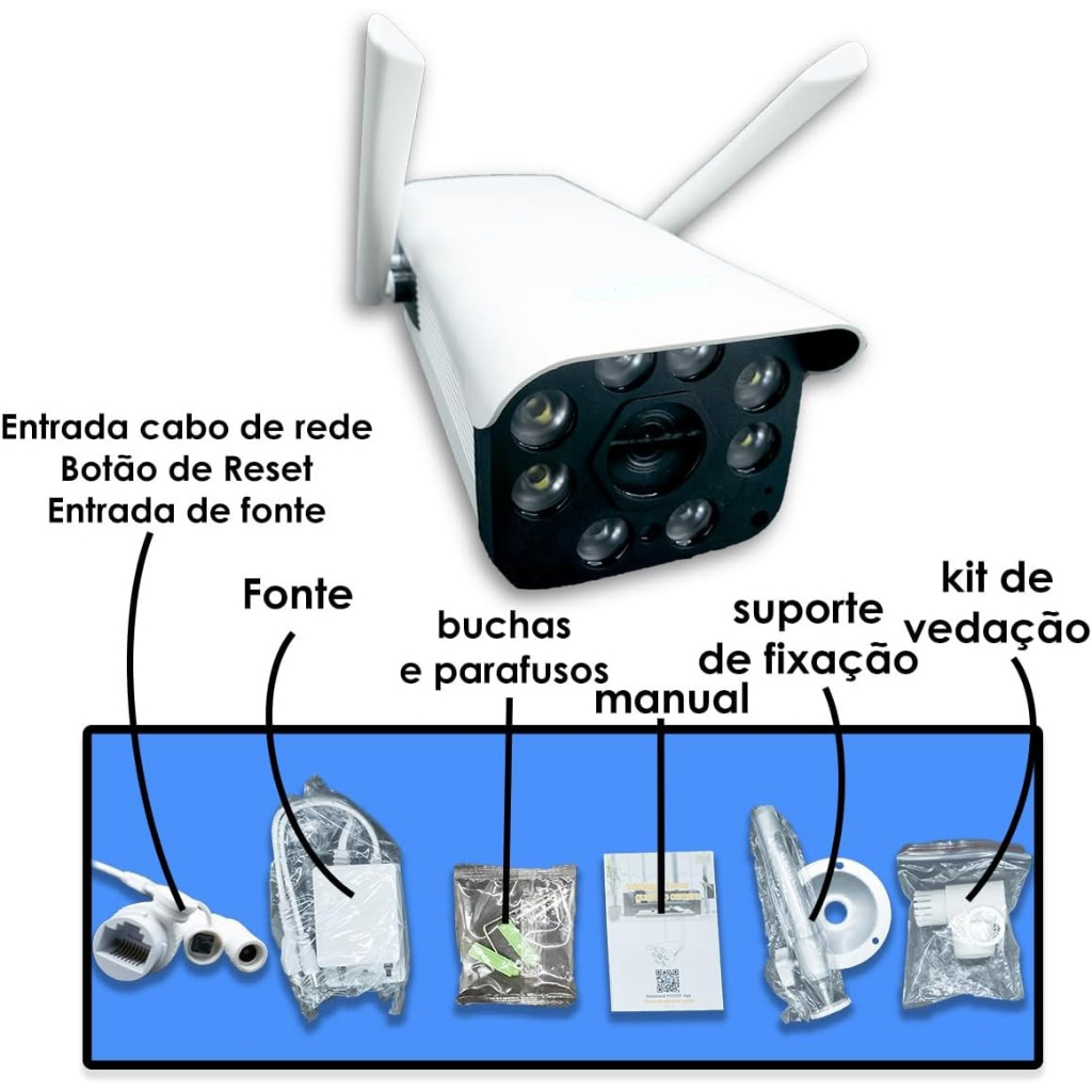 Câmera Segurança Wifi Externa IP Camera Wireless Cctv Câmera De Segurança Wifi Com LEDs App Icsee