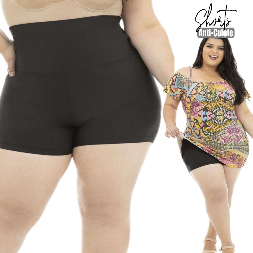 Short Anti Atrito Plus Size Modelador Cintura P/ Gordinhas