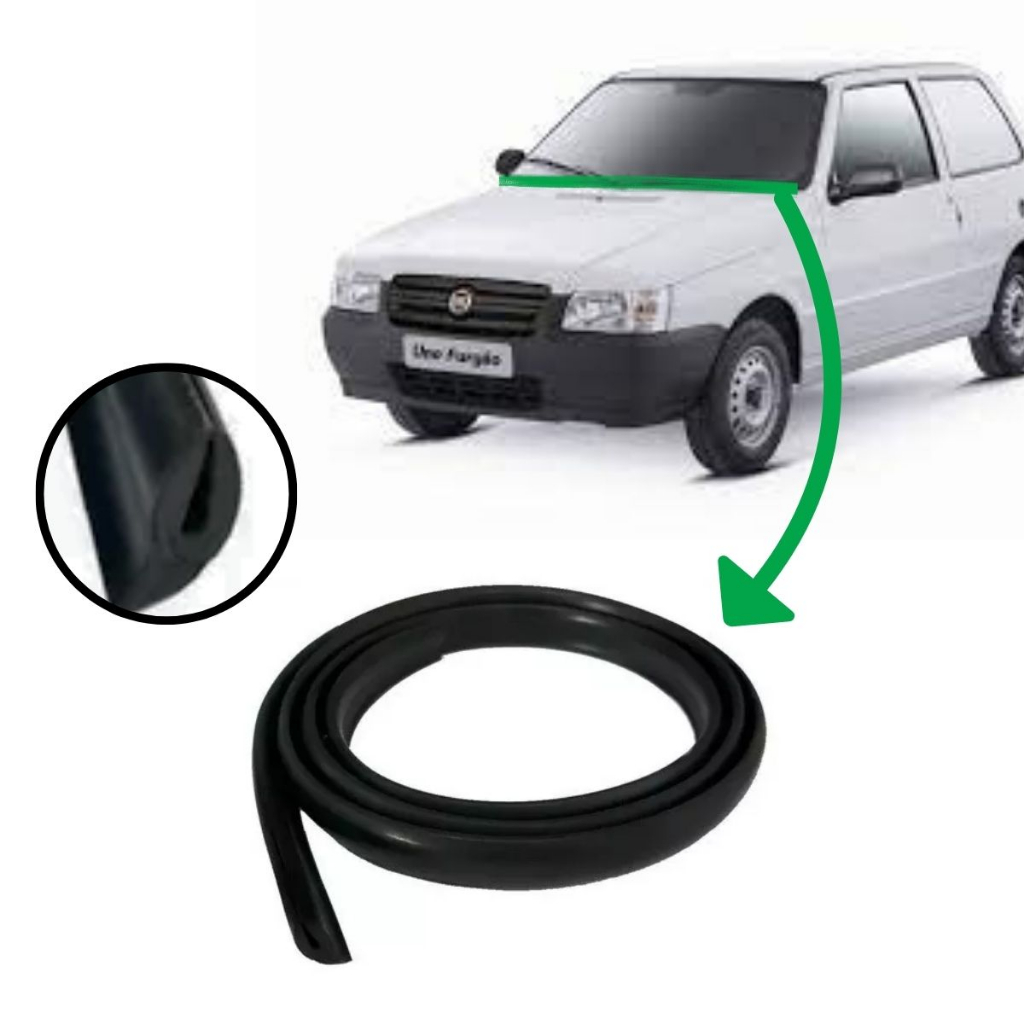 Borracha Friso Acabamento Churrasqueira Parabrisa Compativel Fiat Uno Mille