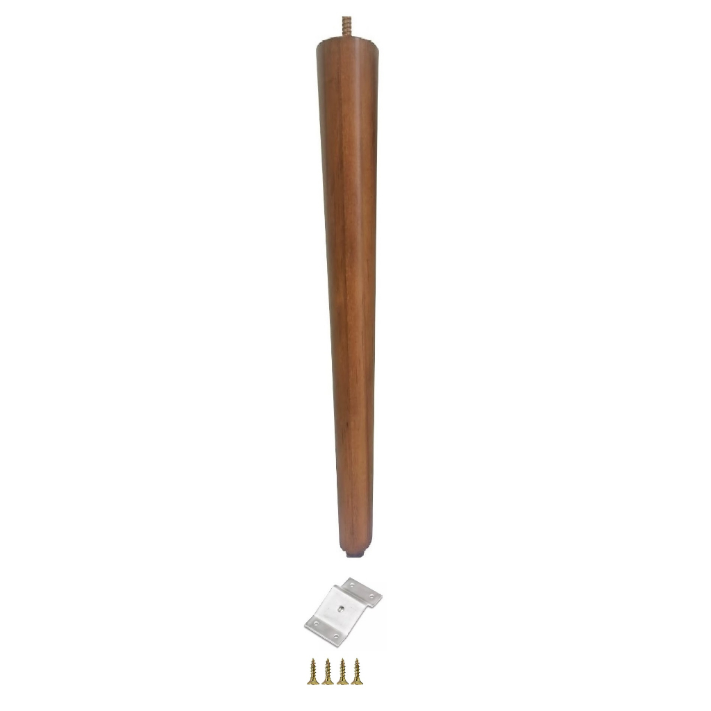 Pé Palito 60cm Parafuso 5/16 Madeira Pinus + Chapinha Chapa Metal Inclinada + Parafusos - JT HOME