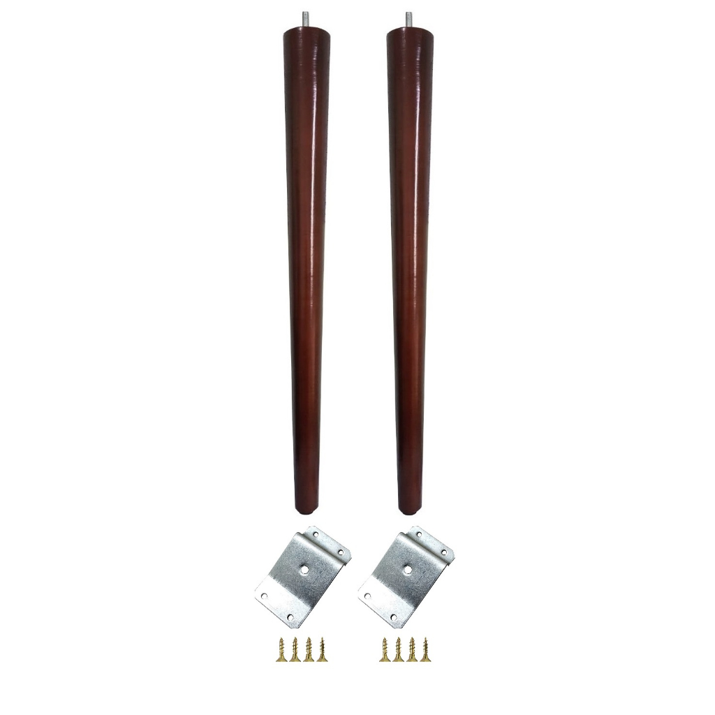 2 Pés Palito 60cm Parafuso 5/16 Madeira Pinus + 2 Chapinha Chapa Metal Inclinada + Parafusos - JT HOME
