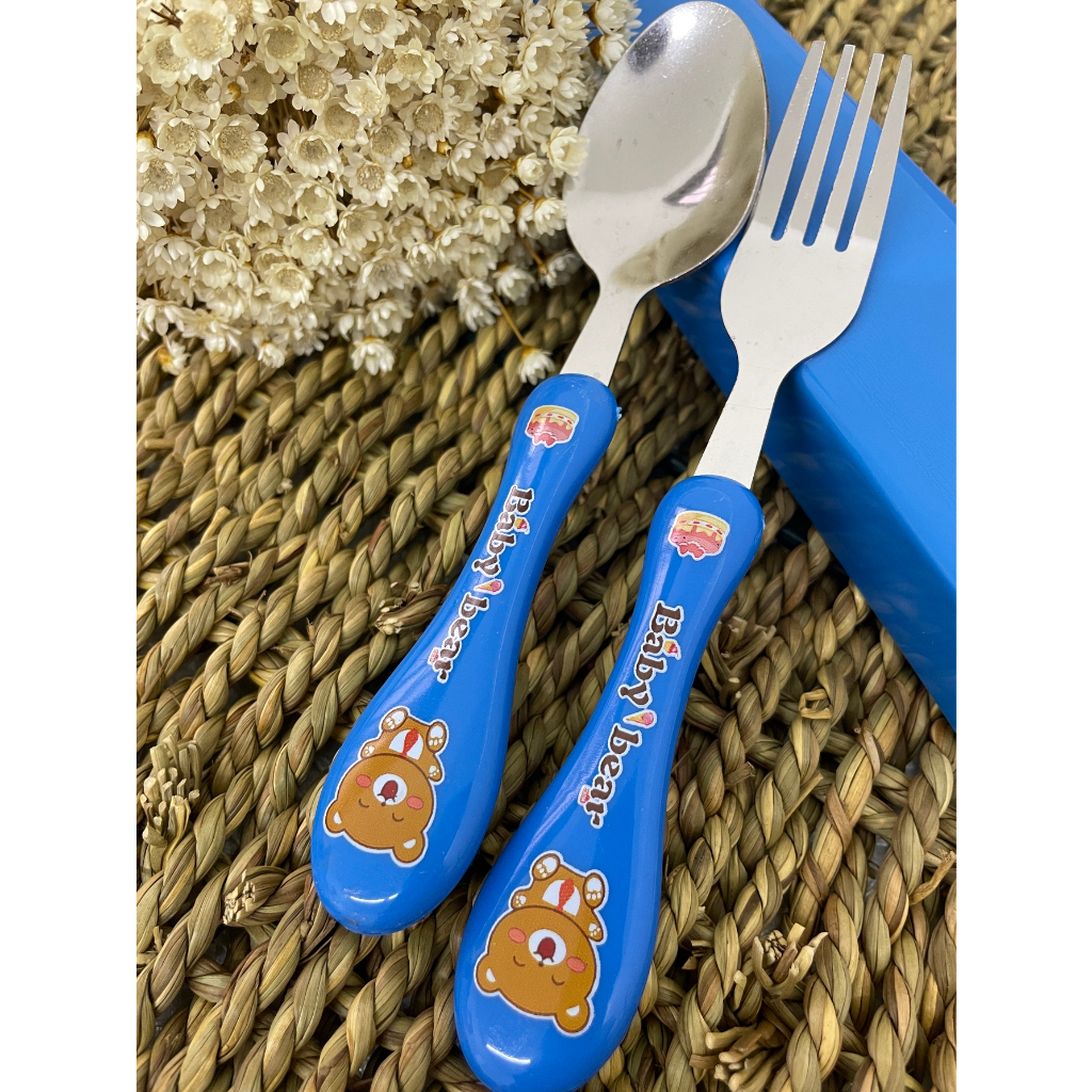 Conjunto De Talher Com Garfo E Faca De Inox Cabo Plastico Colors 2 Pecas No Estojo PARA CRIANCAS