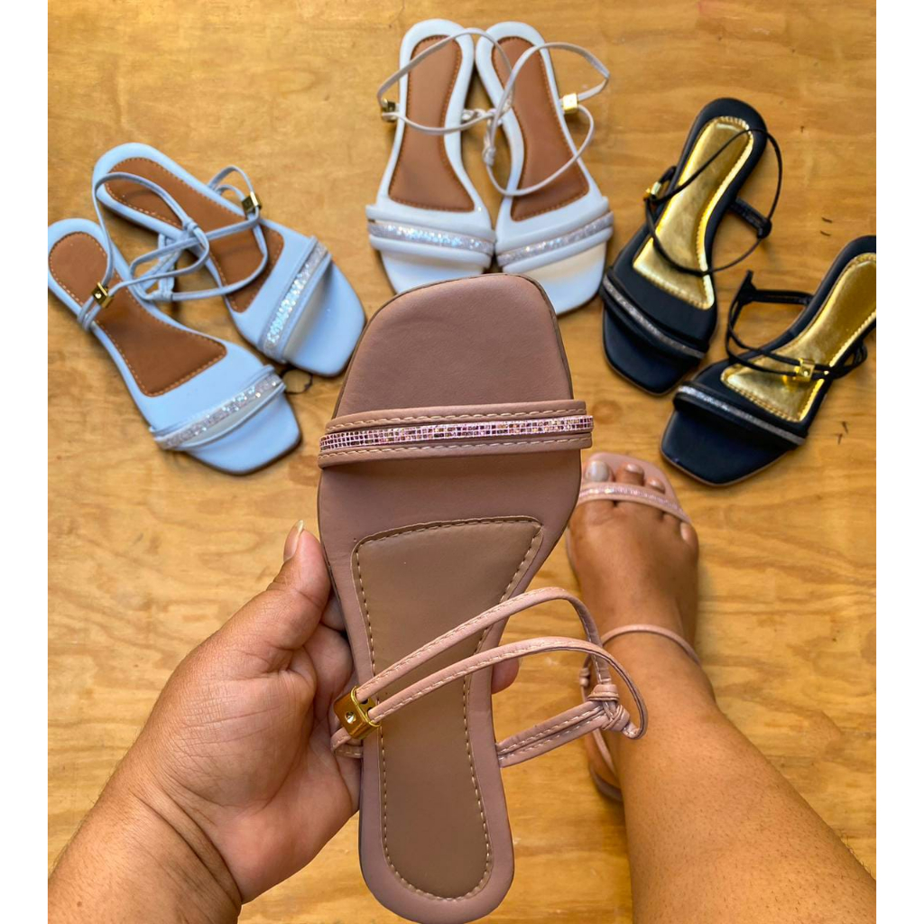Promoção sandália Rasteirinha Trançada Chinelo Sandália Rasteira Lançamento Confortável  rasteira