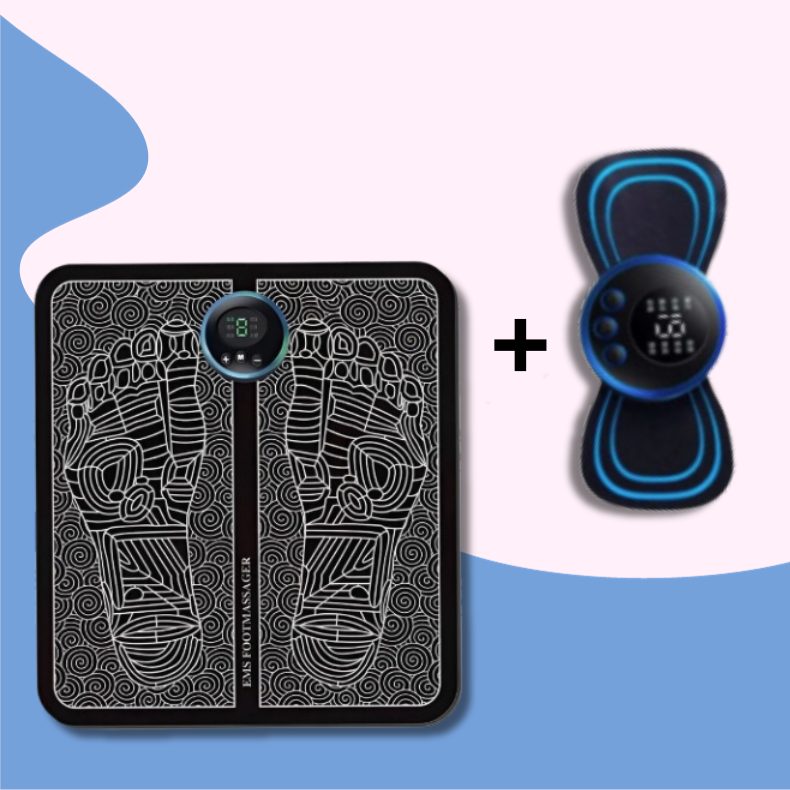 Kit Mini Massageador Elétrico Portátil Recarregável Alívio Dor Muscular Adesivo Massagem Corpo Ombro E massageador de pé