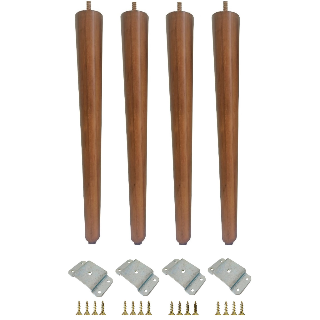 Pés Palito 60cm Parafuso 5/16 Madeira Pinus + Chapinha Chapa Metal Reta + Parafusos