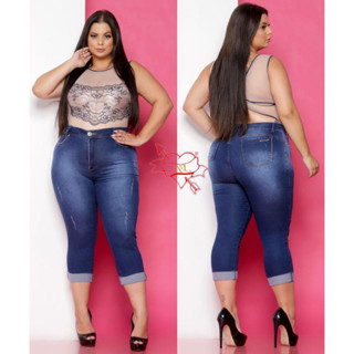 Calça Capri Plus Size Tamanho Maior Jeans Feminina 48 ao 54