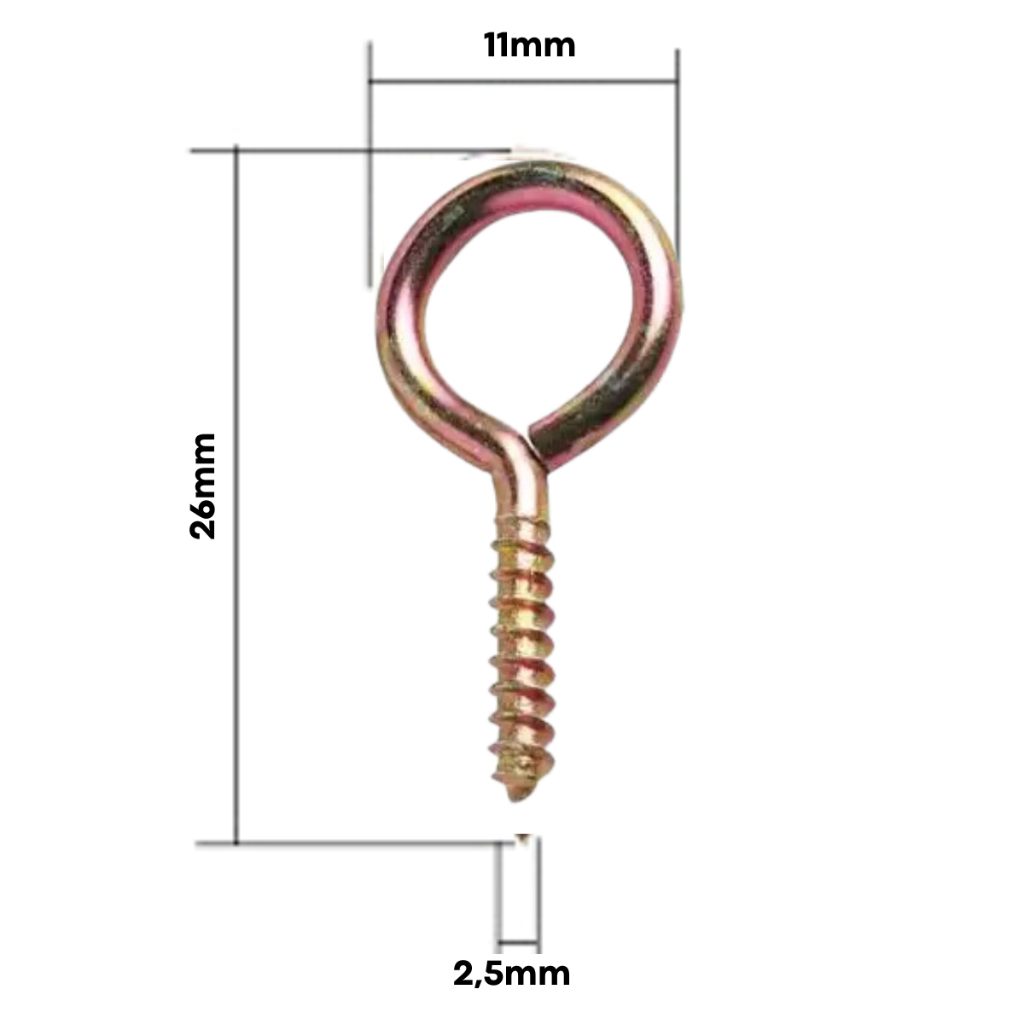 Kit 100 Peças Parafuso Pitão Gancho Fechado Argola 16x40 Para Madeira Bicromatizado - Jomarca