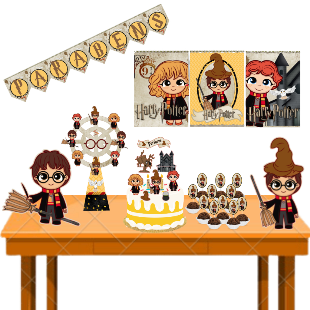 Kit festa em casa só um bolinho Harry Potter decoração aniversario bruxinho