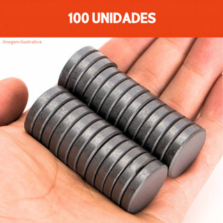 Imã Redondo Preto - Diversos Tamanhos - Pacote Com 100 Unidades - Fibra e Fio