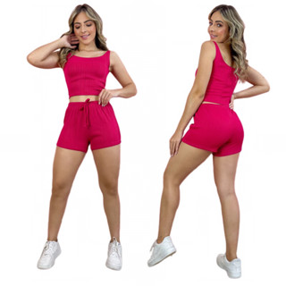 Conjunto canelado : Cropped regata e Short