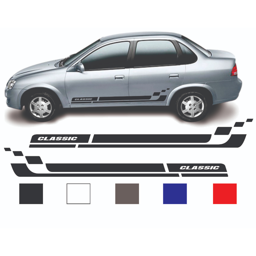 Faixas Tuning Kit Adesivo Lateral Corsa Classic Chevrolet Par Acessório Wind Super Pickup Corsa