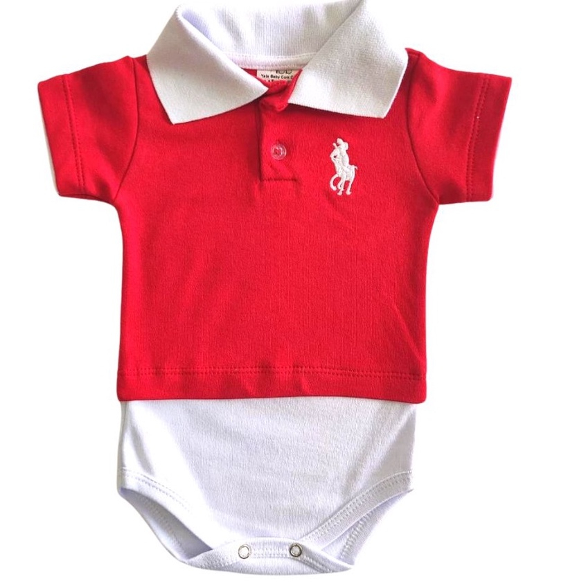 Body Polo Cavalinho em Suedine Manga Curta Menino