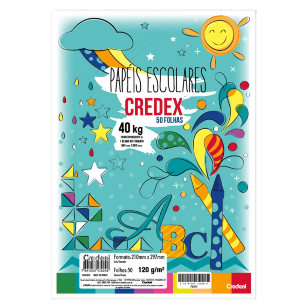 Papel Sulfite Escolar A4 Credex Credeal 120g/m² - 50 Folhas em Oferta na Shopee