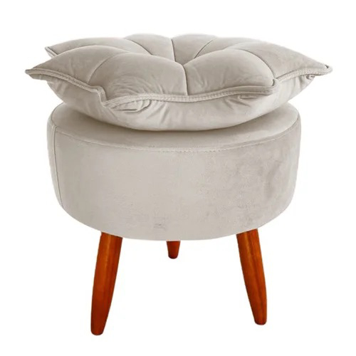 Puff Pétala Decorativo Banqueta Para Sala Quarto Sala De Estar Recepção Pés Palito - BELIM