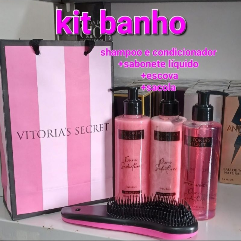 kit presente Victoria's shampoo + condicionador + sabonete liquido