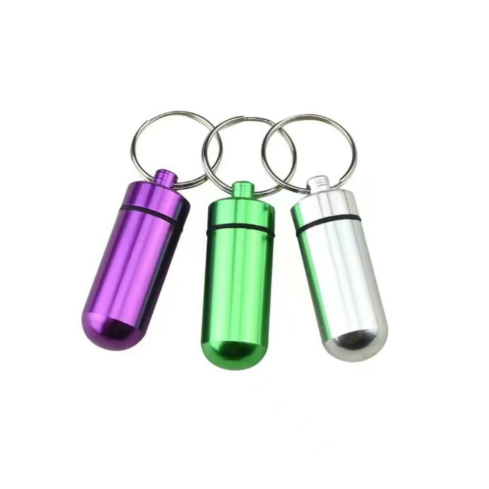 Chaveiro Porta Comprimidos A Prova D'água Pill Box de Alumínio (1kit com 3 unidades)