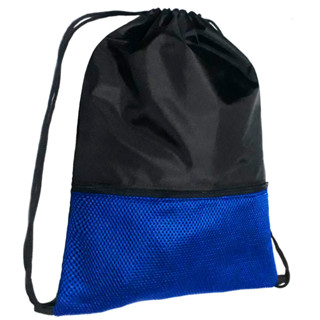 Mochila de saco com bolso frontal em tela reforçada azul