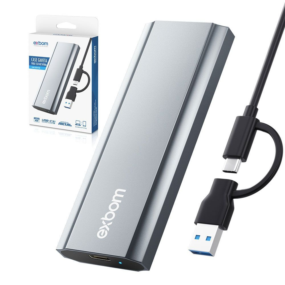 Mini Case de alumínio para SSD M.2 NVME Conector duplo Pc ou Computador CGHD-M2NV700 EXBOM