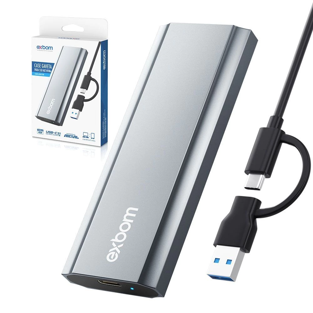 Mini Case de alumínio para SSD M.2 NVME Conector duplo Pc ou Computador CGHD-M2NV700 EXBOM