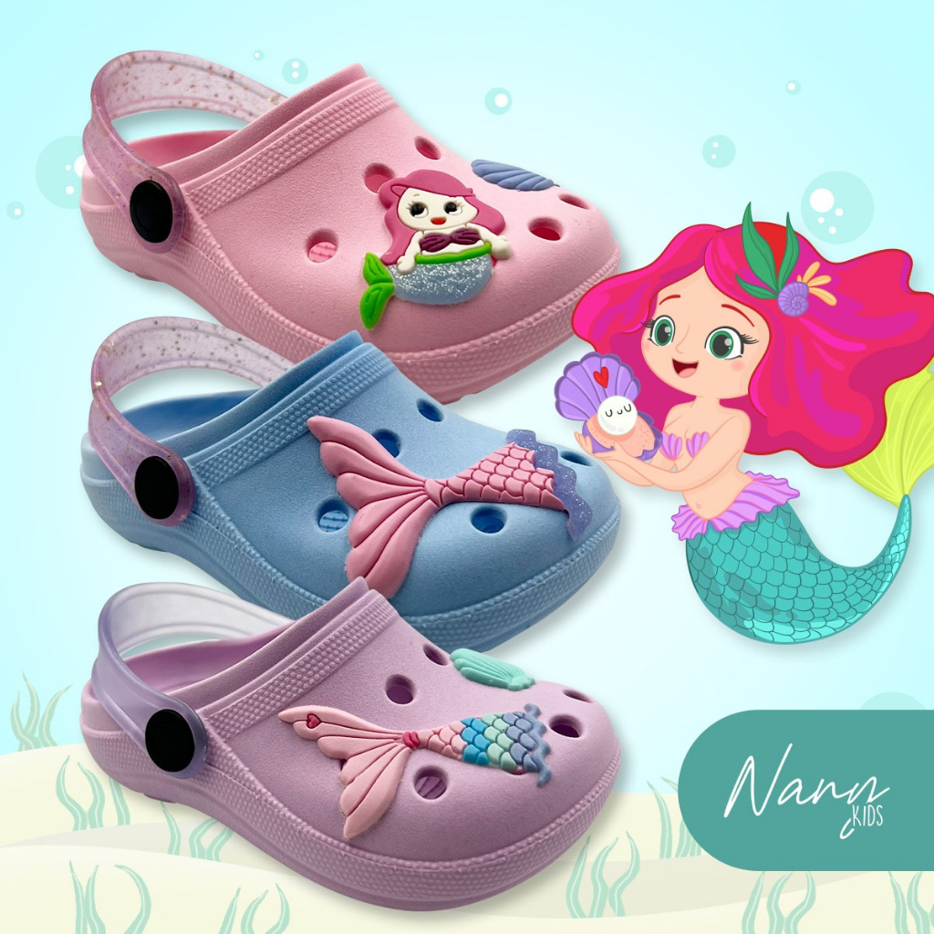 Sandália Babuche, Papete Infatil  Sereia Para  Meninas Com Desenhos 3D, Flexível, Leve e Prático - Nany kids em Oferta na Shopee