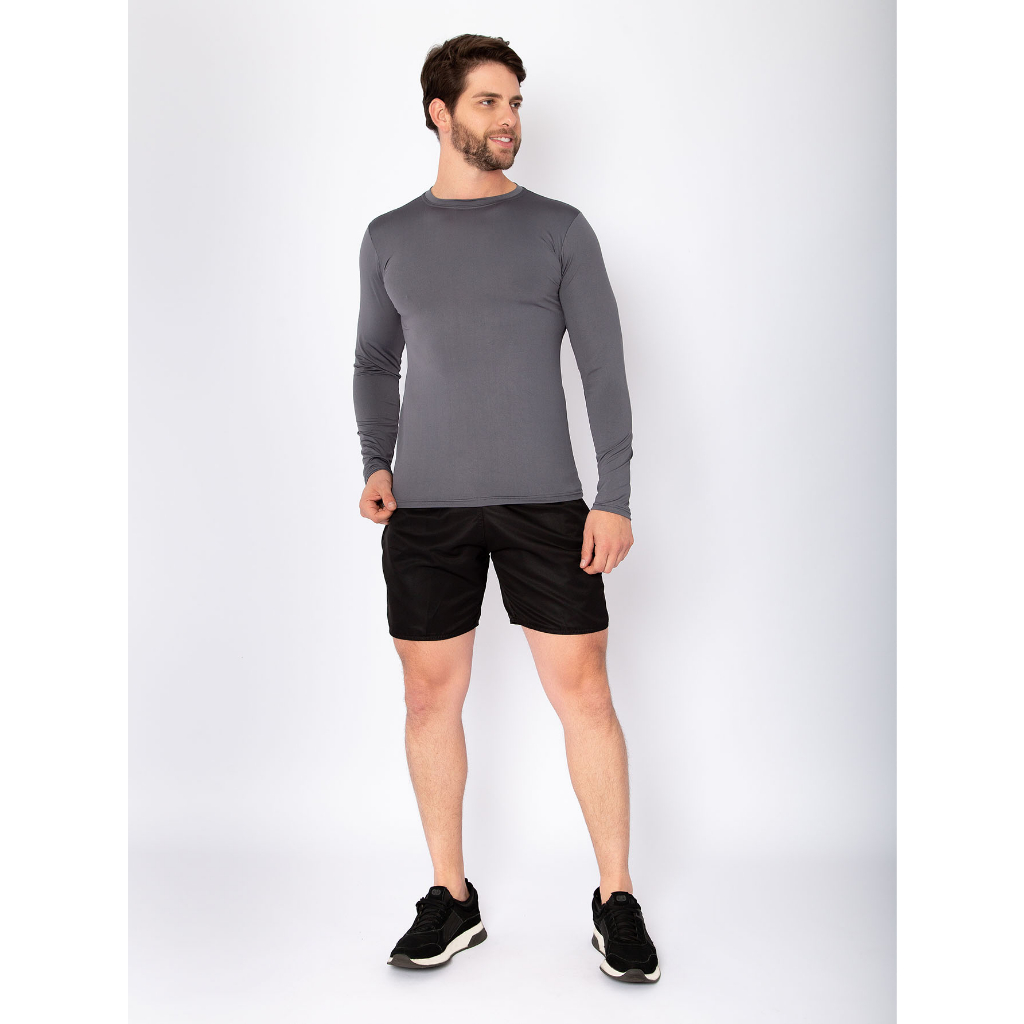Camiseta Cinza Proteção UV 50+ Blusa Segunda Pele Camisa Manga Longa