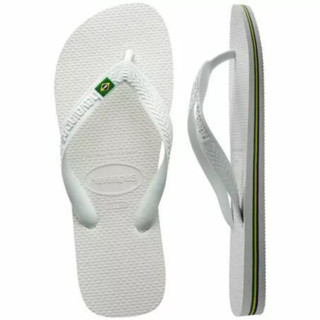 Chinelo Havaianas Do Brasil Branco Original Havaianas Bandeirinha