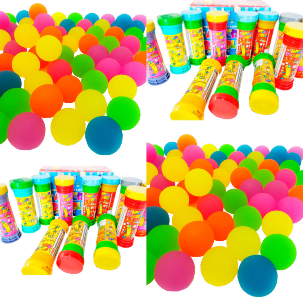 20 Bolha de Sabao + 20 Bolinha 27mm Para Kit Festa Lembrancinha Aniversario Prenda Quermesse novo