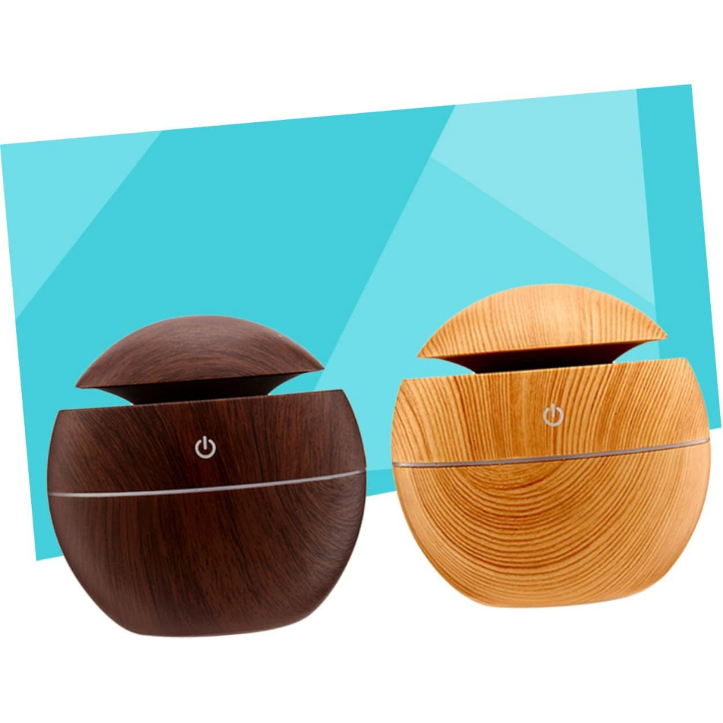 Mini Umidificador Redondo de Ar e Aromatizador de Ambientes Tipo Madeira
