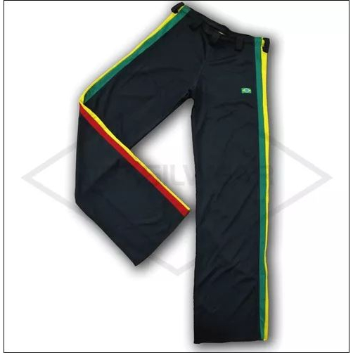 Calça De Capoeira Abada Jamaica Reggae Helanca Poliamida Preto