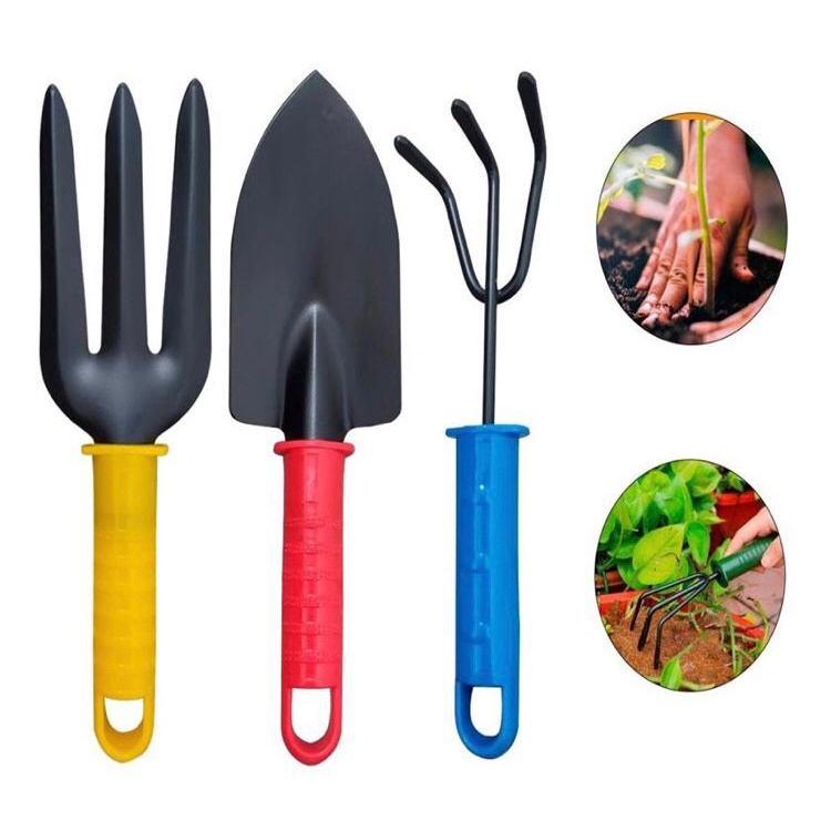 Kit Jardinagem 3 Peças Pá Rastelo Garfo Horta e Vasos AKIAZ